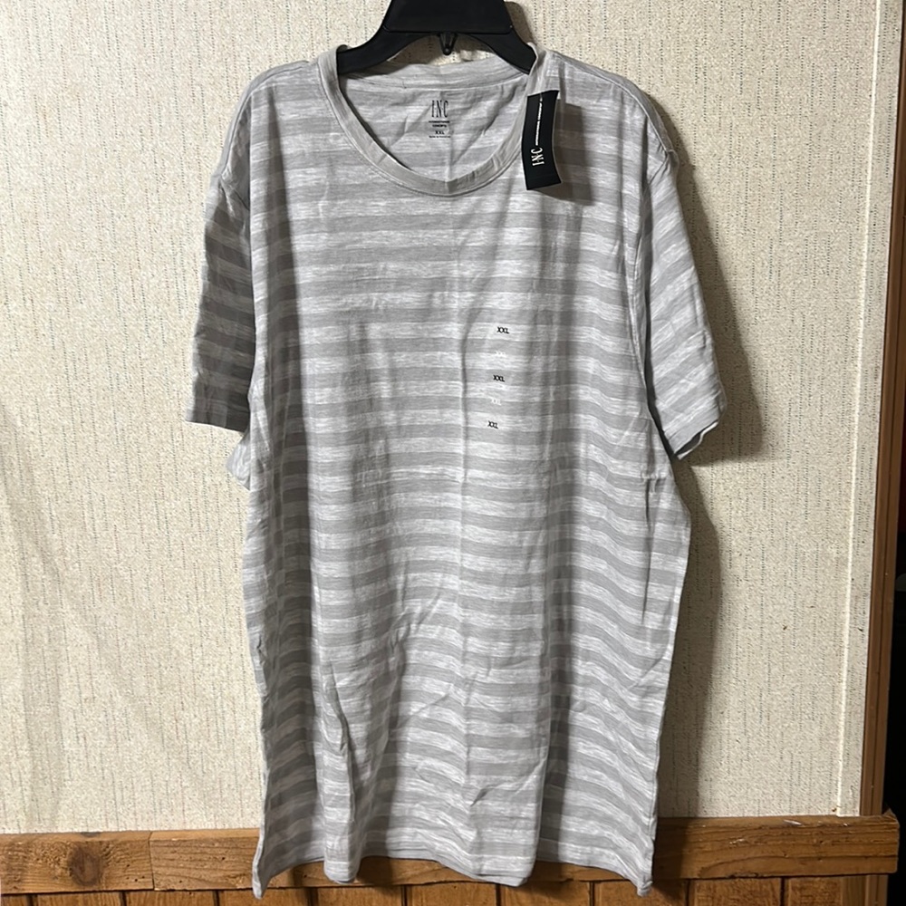INC INTERNATIONAL CONCEPTS STRIPED TEE: GRAY: NEW WITH TAGS: SZ XXL